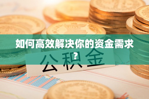 阿莲如何高效解决你的资金需求？